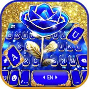 Download Gold Blue Rose Crystal Keyboard Theme 1.0 Apk for android